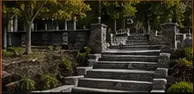 Restored stone steps and landscaping